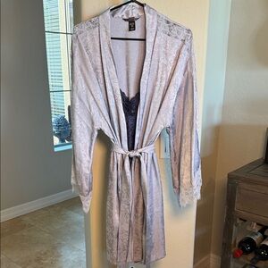 Victoria's Secret Lace Trim Robe Lilac and Purple and black slip dress
